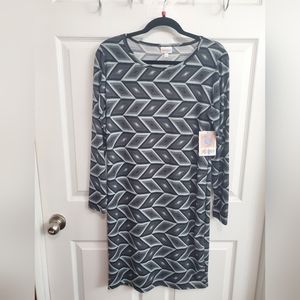 LuLaRoe Size L Gray Printed Debbie Dress - NWT